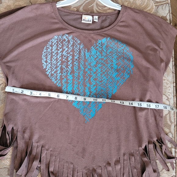Mudd Blouse -Brown w/Blue heart (Size 14 but fits Women Small) - Picture 5 of 8